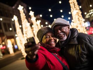 A couple went for a Christmas night ride in a carriage