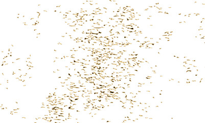 Abstract doted and confetti golden glitter particles splatter on transparent background. Luxury golden glitter confetti that floats down falling bokeh celebration background.