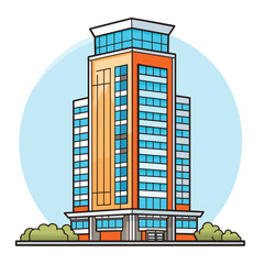 Cartoon modern skyscraper building, vector illustration