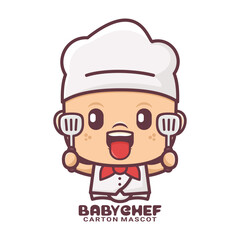 cute chef cartoon mascot. vector illustrations with outline style