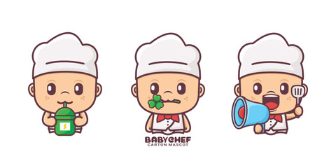 cute chef cartoon mascot. vector illustrations with outline style