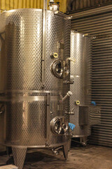 Stainless steel fermentation in a UK vineyard