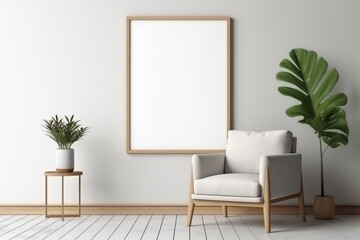 Fototapeta na wymiar Mockup frame in living room interior