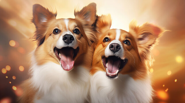 A vibrant and harmonious image of a pet pair spreading joy and laughter