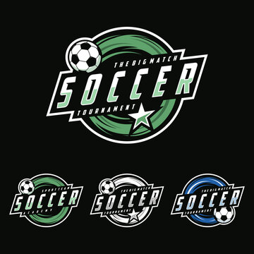 Soccer Football Badge Logo Design Templates. Emblem set collection Identity Vector Illustration.