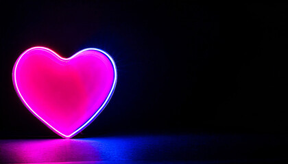 A colourful glowing neon heart-shaped object