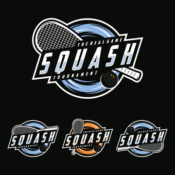 Squash Badge Logo Design Templates. Emblem set collection Identity Vector Illustration.
