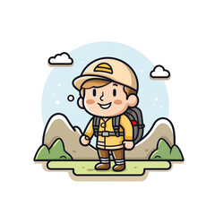 tourist with backpack hiking