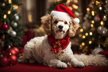 Festive Poodle Magic: Merry Christmas Cheer with Adorable Moments and Delight