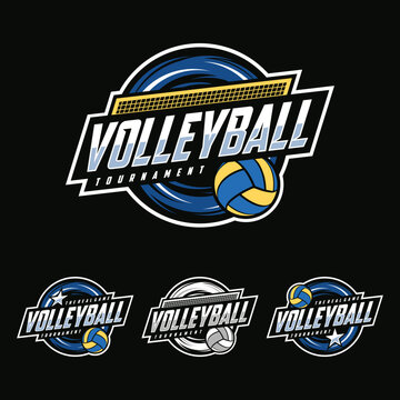 Volleyball logo design vector illustration, Emblem set collection for volleyball club