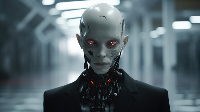 Portrait of alien cyborg