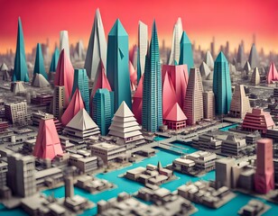 Origami Paperfold Design Oriental  Big City AI Artwork