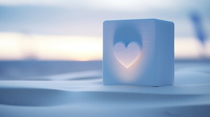 Amethyst Serenity: Illuminated Stone Heart on Sunset Shore