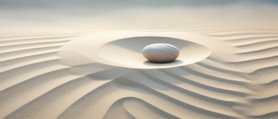 Calm Centerpiece: Stone Surrounded by Circles in the Sand
