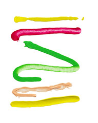 Coloured paint strokes. Simple minimalistic bright, happy Abstract Acrylic art. 