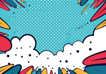 Fototapeta premium Pop art comic background lightning blast halftone dots. Cartoon