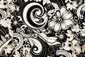Black and White Paisley Pattern Background