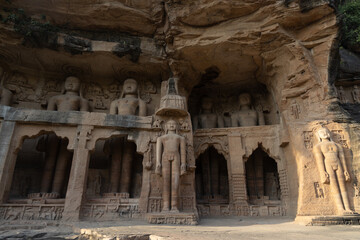 Siddhachal Caves are Jain cave monuments and statues carved into the rock face inside the Urvashi...