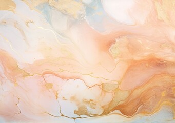 Fototapeta premium Liquid abstract marble painting background print with rose gold glitter splatter texture