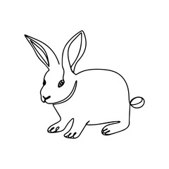 Bunny rabbit line art icon. Abstract outline rabbit. Hand drawn minimalism style