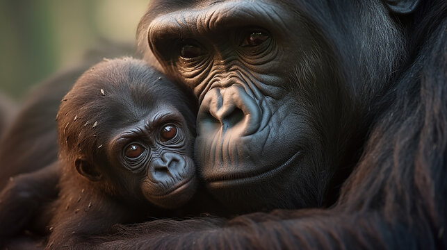 gorilas, Foto ador&aacute;vel Amor de M&atilde;e