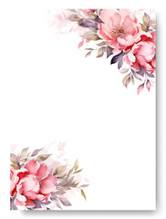 Wedding invitation card with pink peony floral.