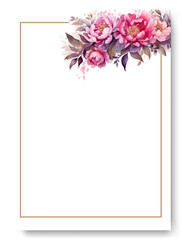 Beautiful pink peony floral frame wedding invitation card template. Garden theme wedding invitation card.