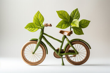 Bicycle made from eco-friendly materials isolated on a white background 