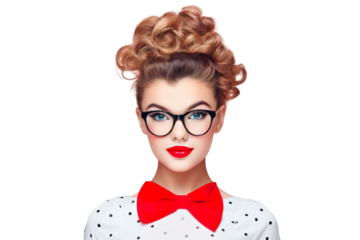 A young Girl Dressed as a superstar with a beautiful smile on a white Background with Space for Copy isolated PNG