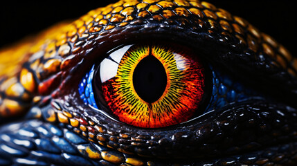 A close up of a colorful lizards