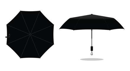 Black compact small umbrella rain template on white background, vector file. © Sansom