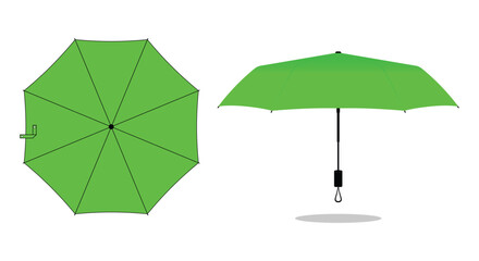 Green compact small umbrella rain template on white background, vector file.