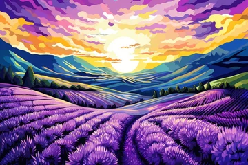 Crédence de cuisine en verre imprimé Montagnes sunset in purple mountains