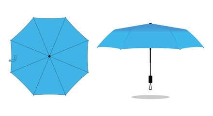 Blue compact small umbrella rain template on white background, vector file.