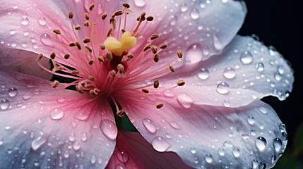 Poster A close up of  a flower with water droplets © Hassan