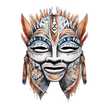 watercolour tribal mask