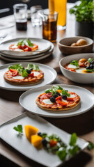 a deliciously cheesy and perfectly baked pizza, adorned with vibrant red tomato sauce, slices of fresh vegetables like bell peppers and mushrooms, succulent olives, and savory meat toppings