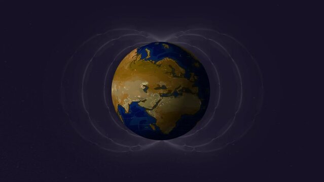 earth magnetic force field. Geomagnetic animation
