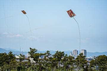 浜松まつりの凧揚げ