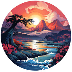 beach summer t shirt design, trendy design with palm trees silhouettes, typography, print