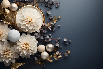 Abstract art mockup background Luxury minimal style wallpaper with flower art