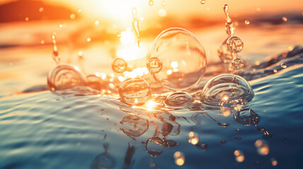 A close up of water with bubbles