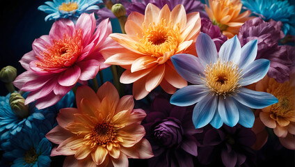 Abstract Flora: Creative Modern Art Illuminated by Colorful Flowers for Striking Backgrounds