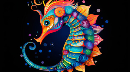 A colorful seahorse