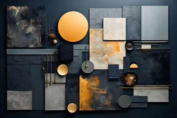 Abstract art mockup background Luxury minimal style wallpaper with flower art