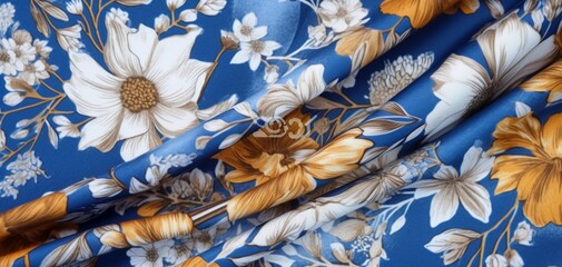 a blue floral background with flowers on white, in the style of light orange and light gray