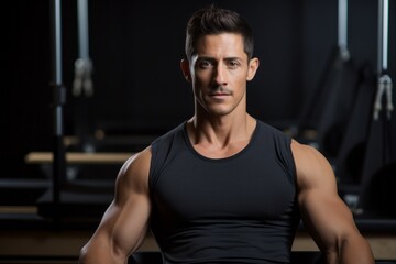 handsome boy in his 30s practicing pilates in a studio