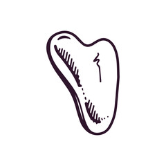 Hand-drawn doodle jade gouache scraper for face and neck massage. Lifting for healthy and young skin. Fashionable skin care.