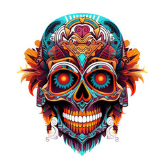 Day of the Dead Skull Mask, Creative skull and nature hand drown design art by illustration