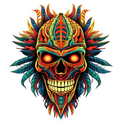 Day of the Dead Skull Mask, Creative skull and nature hand drown design art by illustration